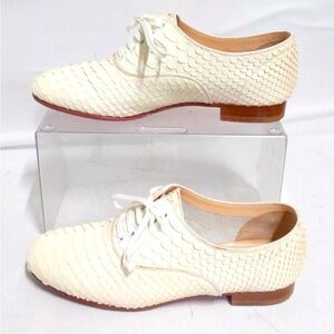 DESIGNER SHOE SALE! Christian Louboutin White snakeskin leather oxfords